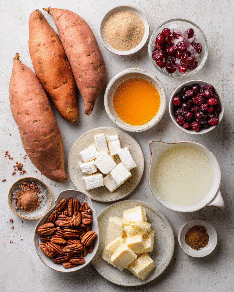 Craving a show stopping fall side dish? Elevate your autumn table with Maple Pecan & Brie Stuffed Sweet Potatoes featuring a tangy cranberry glaze. Discover gourmet comfort food! *Dive in*