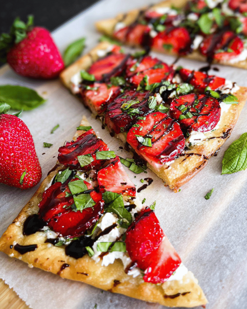 Strawberries Flatbread: Fresh Herb Magic in Every Bite!