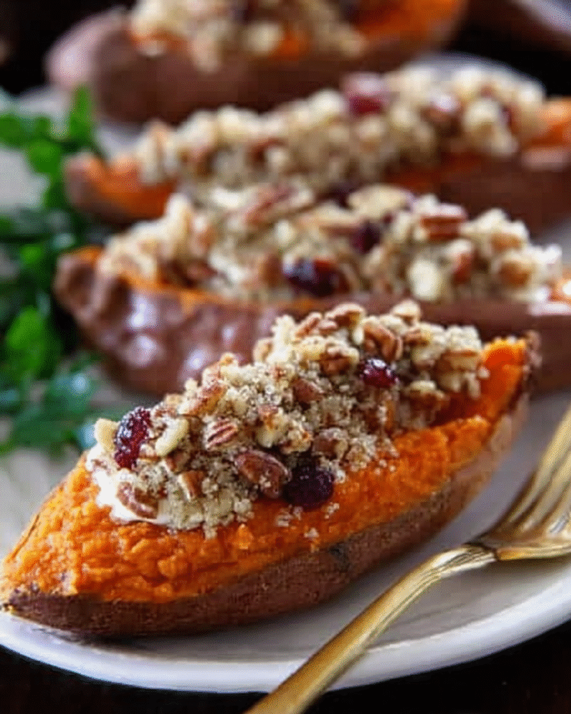 Maple Pecan & Ricotta Stuffed Sweet Potatoes: Festive Fall Feast!