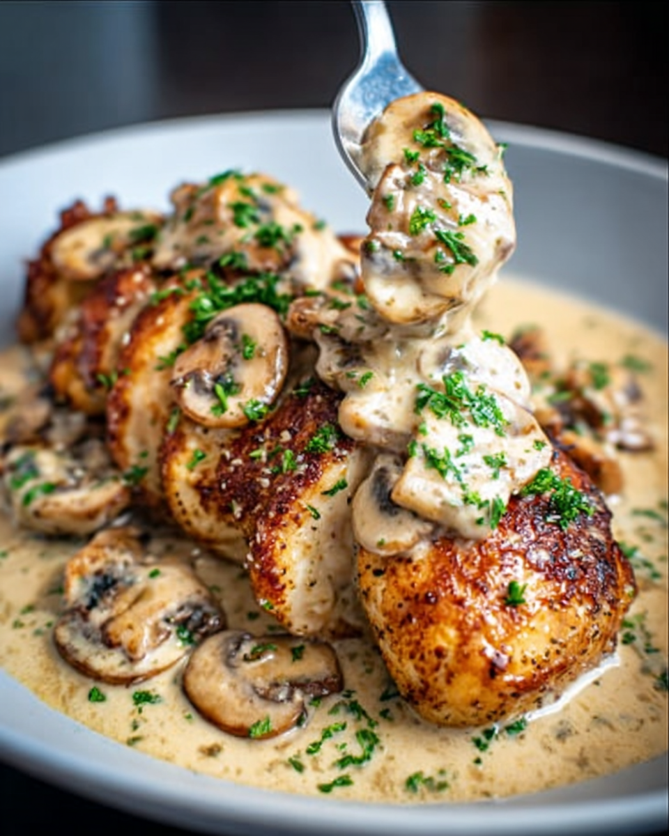 Chicken and Mushroom Skillet: A Creamy Asiago Dream