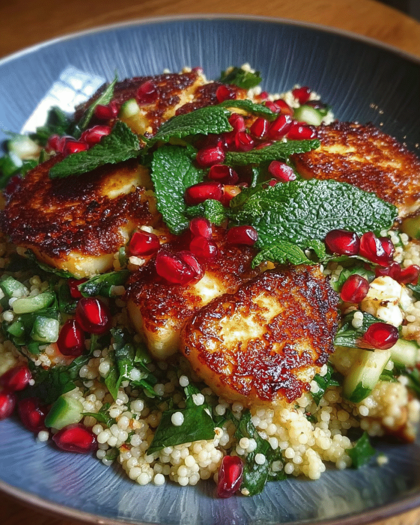 Best Halloumi & Pomegranate Couscous Salad Youll Ever Taste