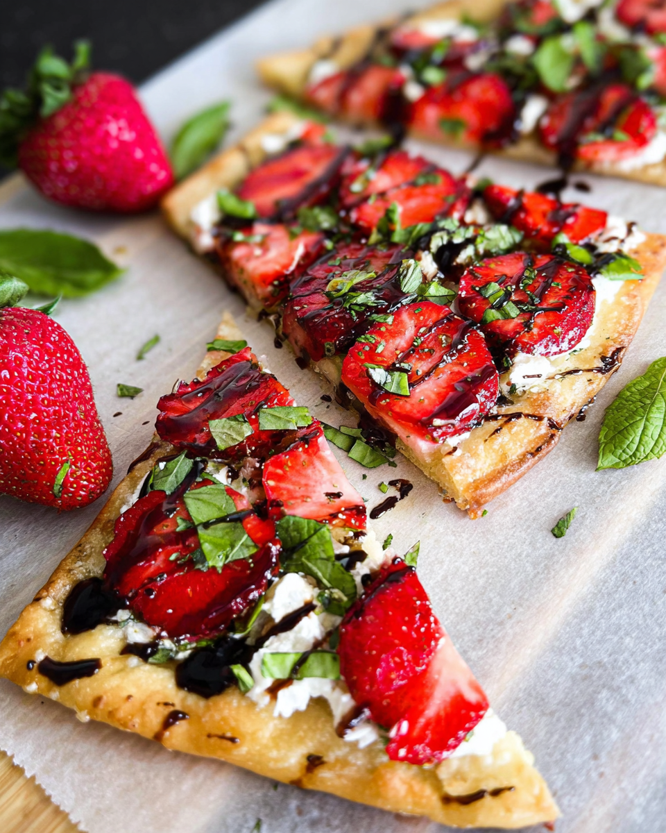 Strawberries Flatbread: Fresh Herb Magic in Every Bite!