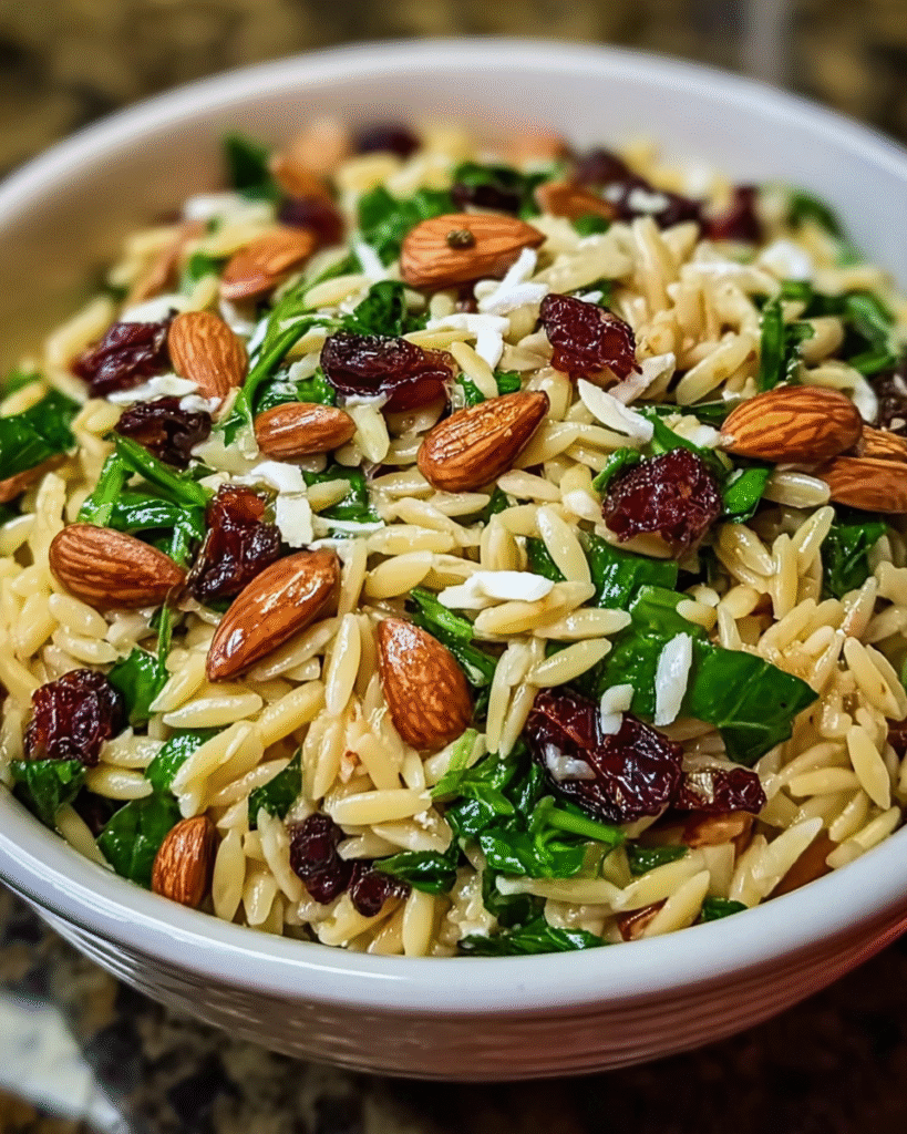 Choy and Orzo Salad: Cranberry Crunch Meets Nutty Delight