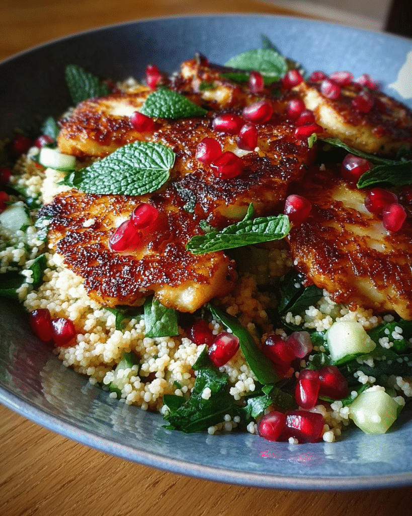 Halloumi & Pomegranate Couscous: A Zesty Mediterranean Delight