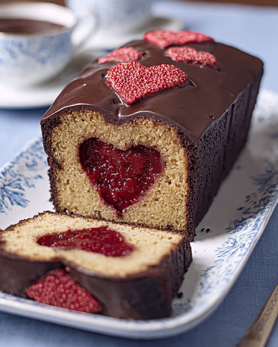Looking for a delightful Valentine's Day treat? Discover the Hidden Heart Chocolate Strawberry Loaf Cake - a moist, fruity delight that's perfect for sharing. Try this indulgent recipe today.
