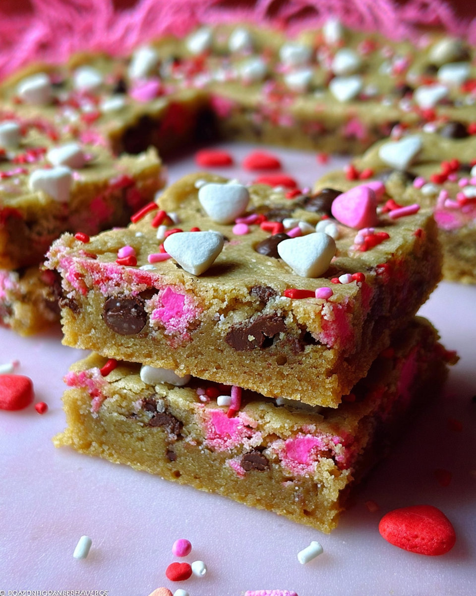 Craving sweet treats this Valentine's Day? Learn how to make irresistible Valentine Cookie Bars packed with chocolate, caramel, and more. *Discover the recipe*