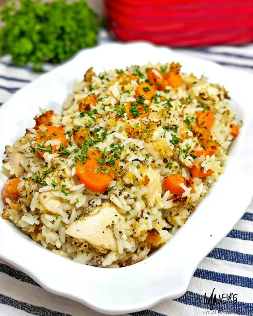 Craving comfort? This easy Chicken & Rice Casserole is the ultimate feel-good dish. Loaded with tender chicken, fluffy rice, and savory flavors. *Discover the recipe that'll have your family coming back for seconds!*