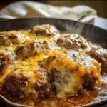 Amish Hamburger Steak Bake served on a plate with side dishes