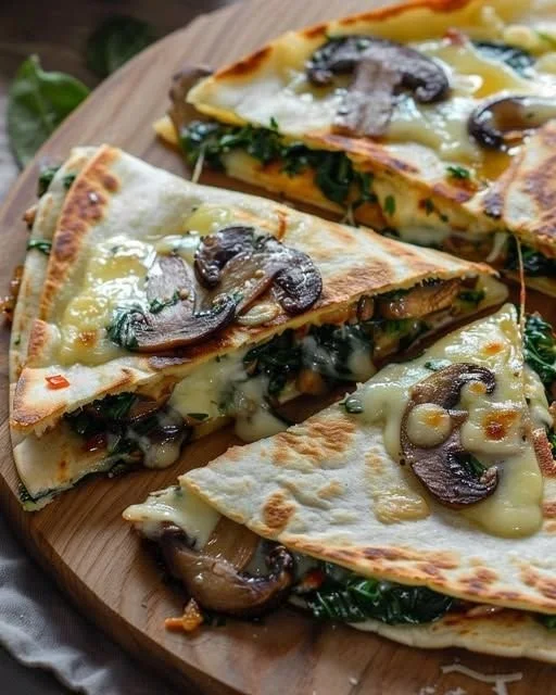 Baked Spinach Mushroom Quesadillas 4 Baked Spinach Mushroom Quesadillas