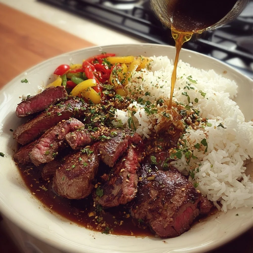 Delicious Big Steak Pepper Lunch featuring sizzling steak and savory peppers.