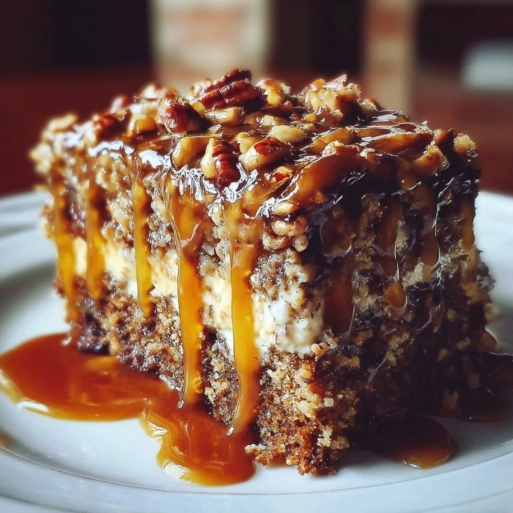 Delicious Caramel Toffee Crunch Cake with rich caramel and crunchy toffee layers.