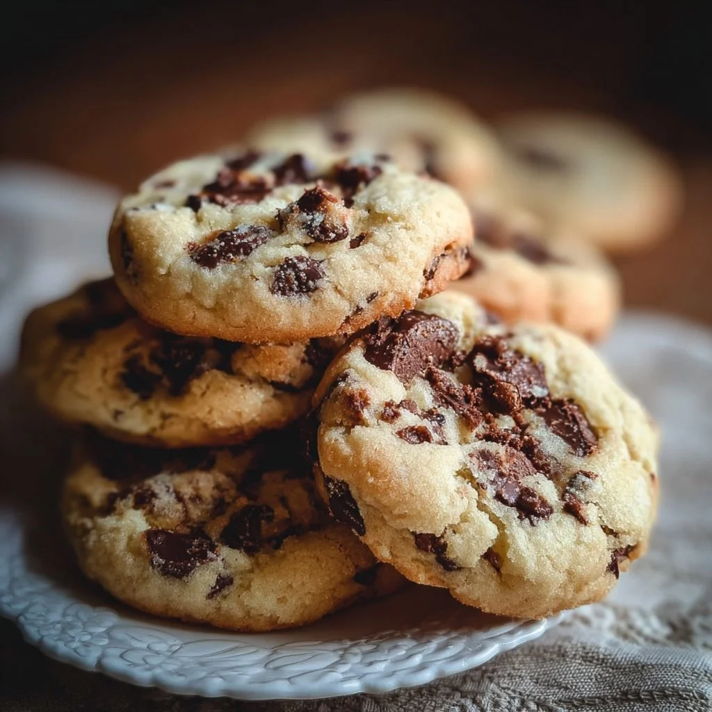 Delicious chocolate chip cheesecake cookies on a plate