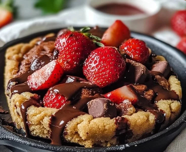 Chocolate-dipped strawberry cookies on a plate, ready to be enjoyed.