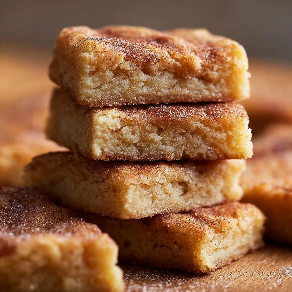 Delicious Cinnamon Sugar Blondies topped with a sweet cinnamon sugar mixture