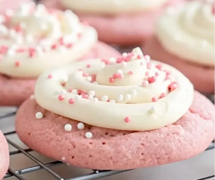 Copycat Crumbl Pink Velvet Cookies
