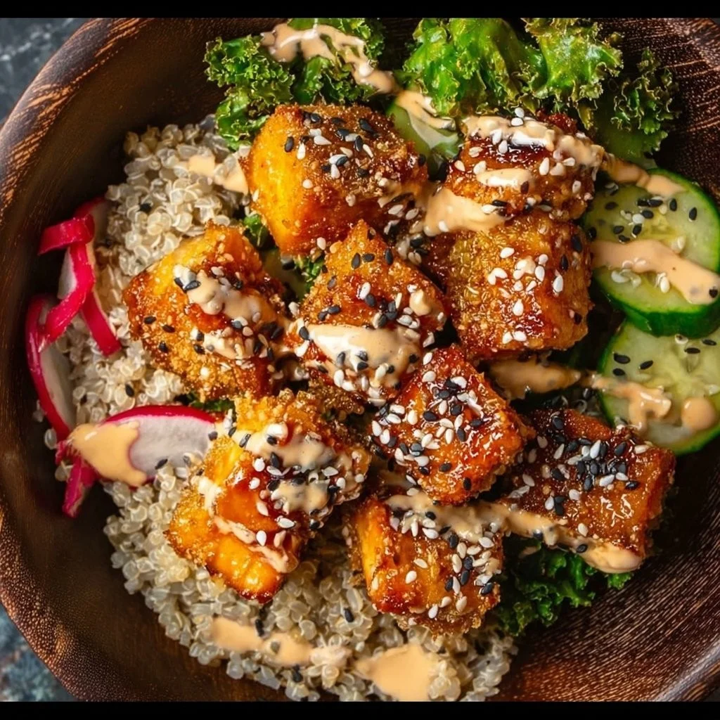 Crispy Bang Bang Salmon Bites Bowls