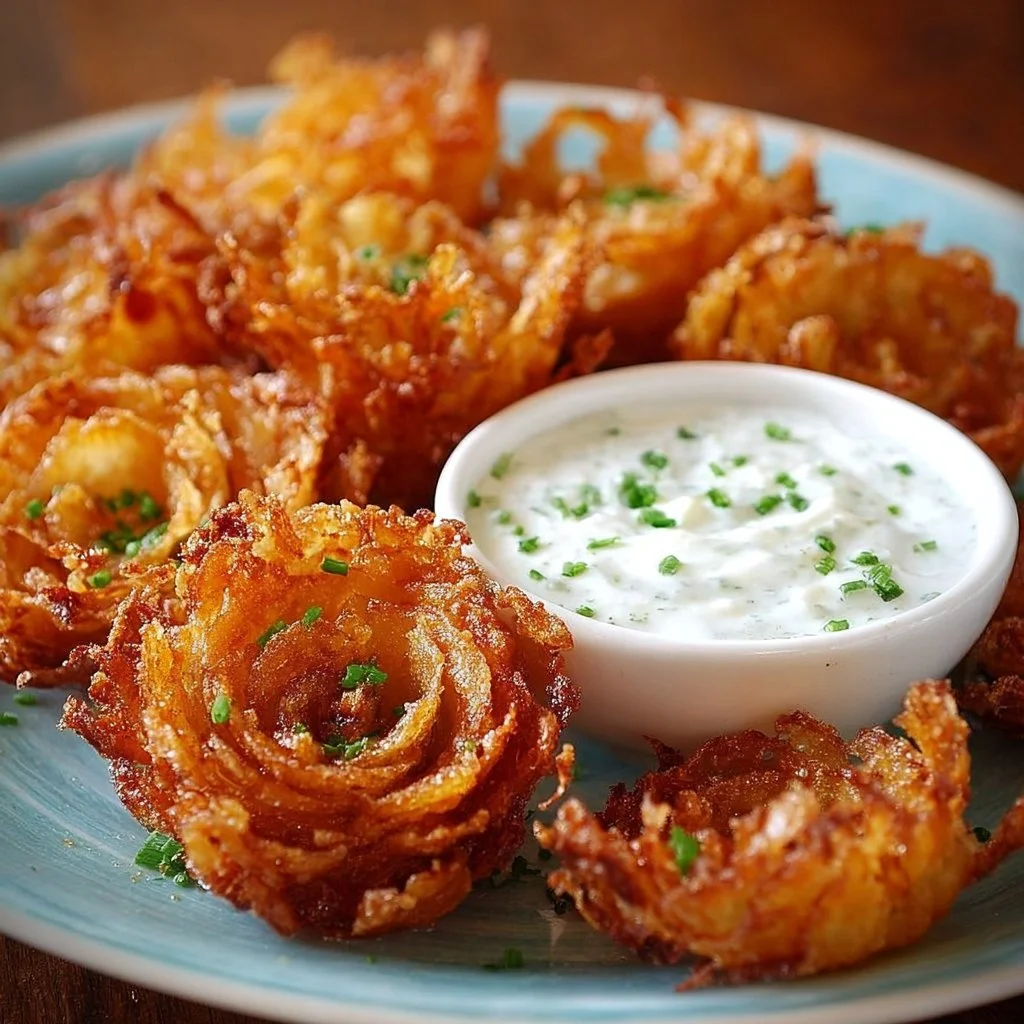 Crispy mini bloomin' onions served with creamy buttermilk ranch dip