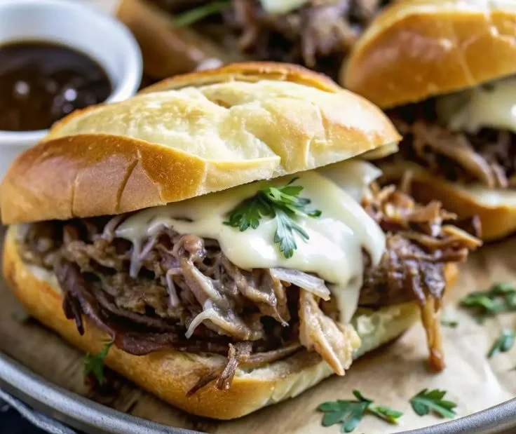 Crockpot French Dip Sandwiches