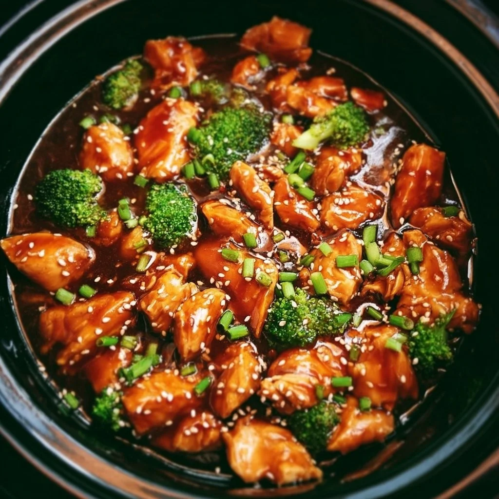 Crockpot teriyaki chicken served with rice and vegetables in a bowl