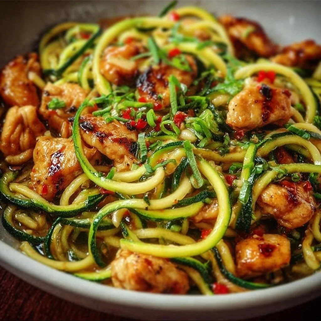 Garlic Chicken Zucchini Noodles Stir Fry 4 Garlic Chicken Zucchini Noodles Stir Fry