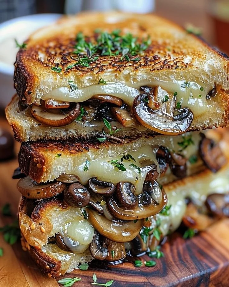 Grilled Cheese with Gouda, Roasted Mushrooms and Onions