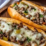 Mouthwatering Ground Beef Philly Cheesesteaks served on a fresh hoagie roll