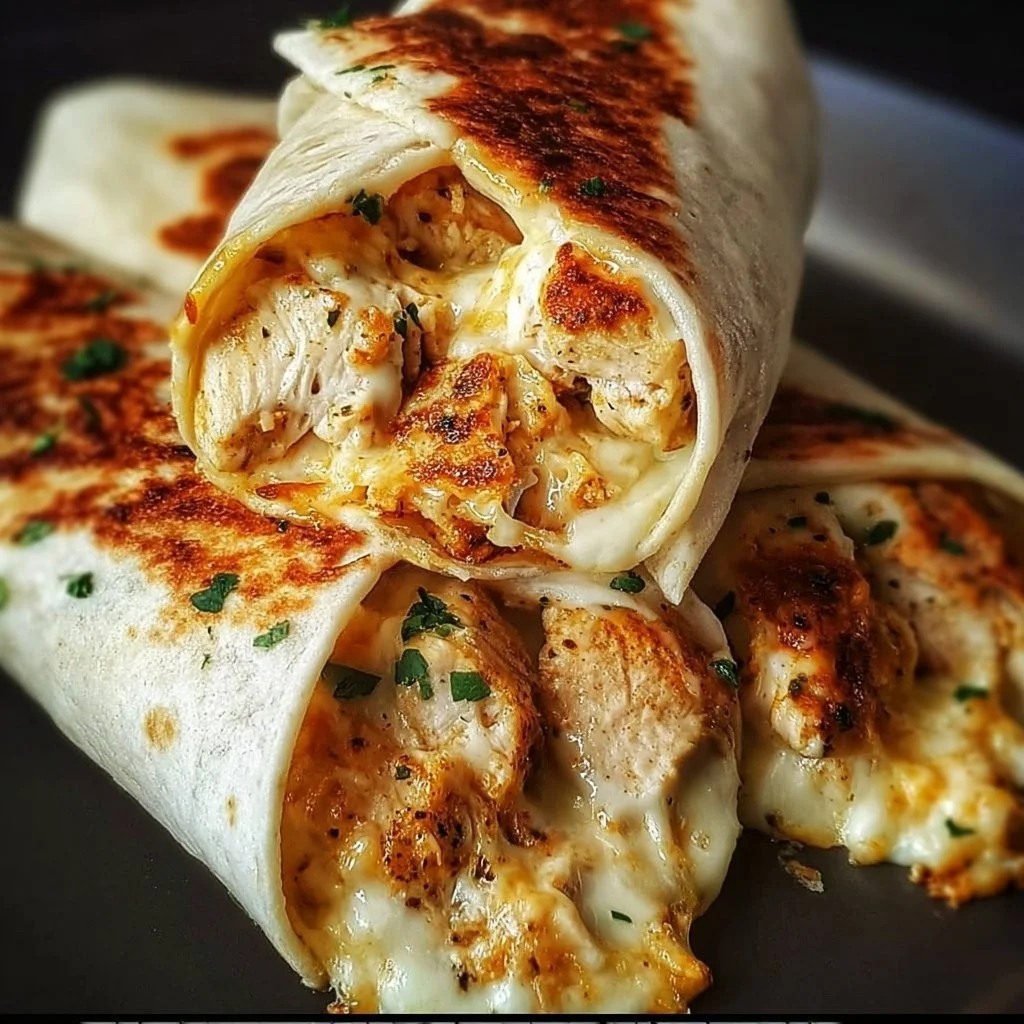 Low Carb Cheesy Garlic Chicken Wraps