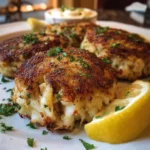 Delicious Maryland style crab cakes served with remoulade sauce.