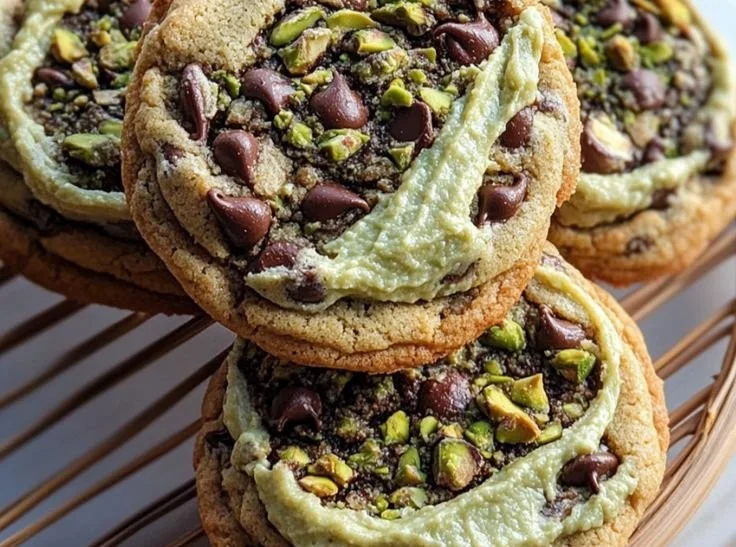 Pistachio Cream Chocolate Chip Cookies 4 Pistachio Cream Chocolate Chip Cookies