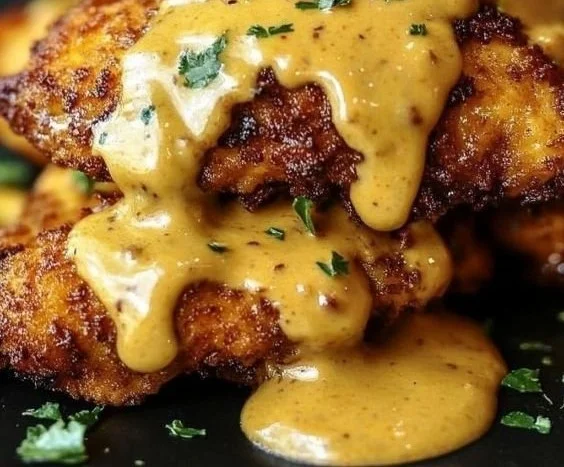 Pretzel Chicken with Mustard-Cheddar Sauce 4 Pretzel Chicken with Mustard-Cheddar Sauce
