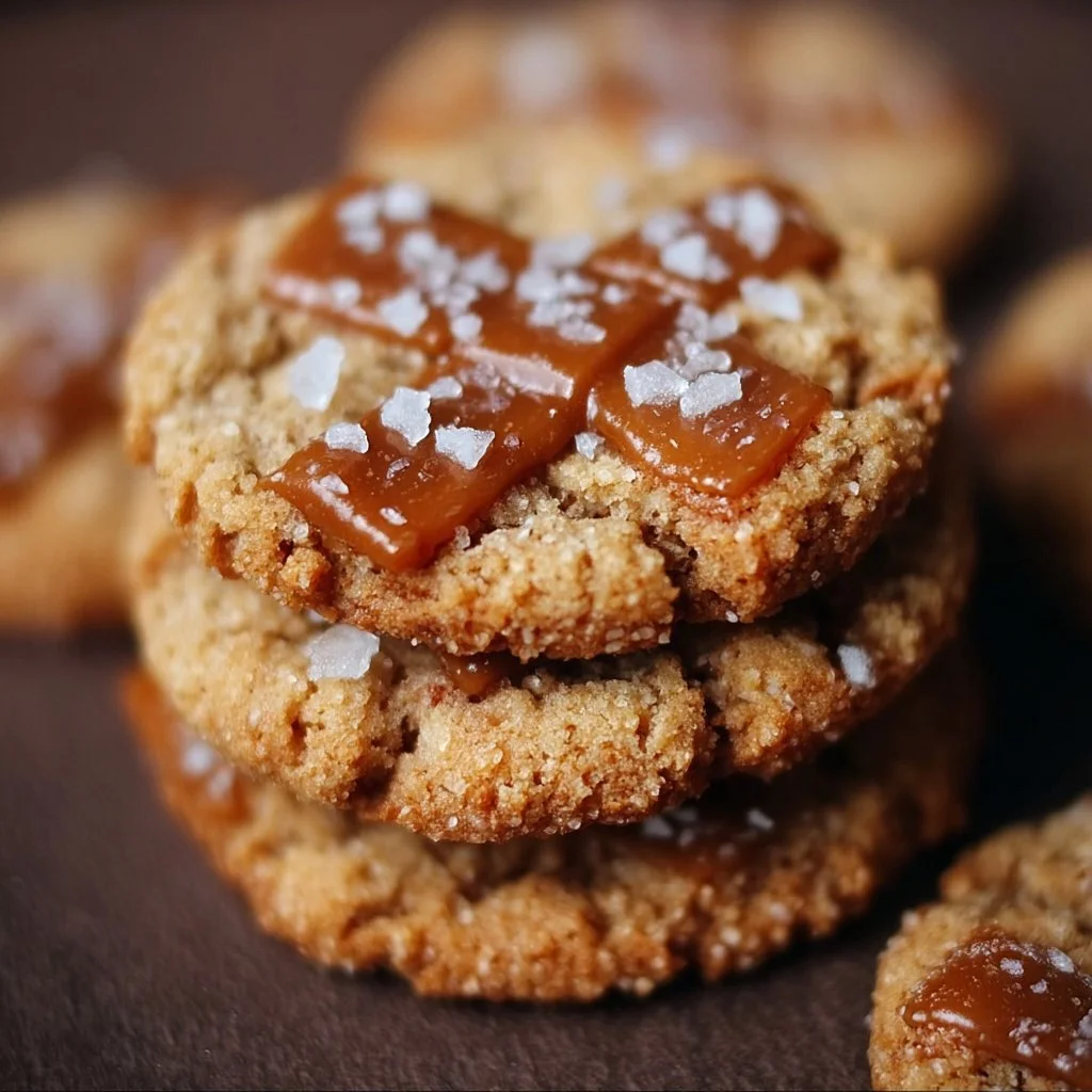 Delicious homemade salted caramel cookies with a sprinkle of sea salt