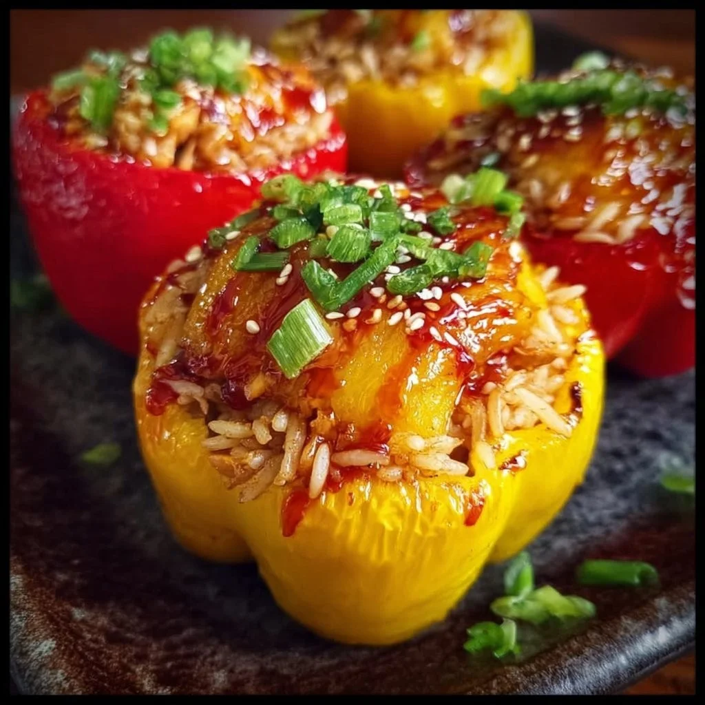 Teriyaki Pineapple Chicken Rice Stuffed Peppers 4 Teriyaki Pineapple Chicken Rice Stuffed Peppers