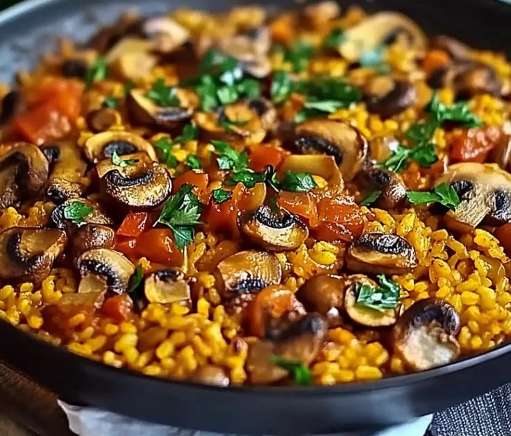 Vegan Paella with Mixed Mushrooms