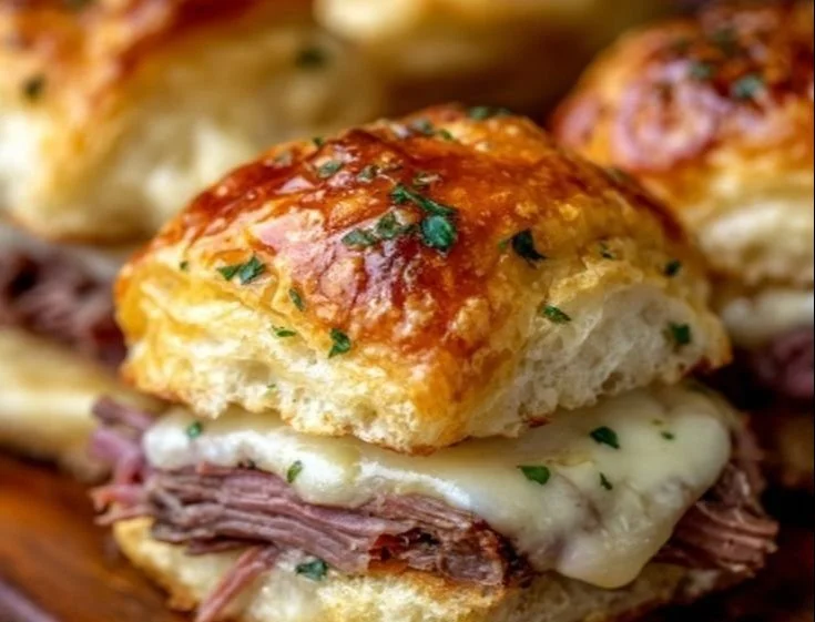 Baked French dip biscuits served with au jus for dipping