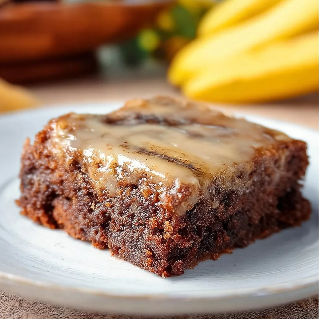 Delicious banana bread brownies served on a plate