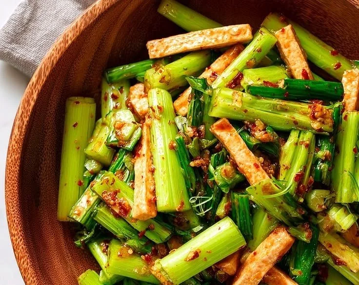 Fresh Asian Celery Salad with vibrant vegetables and flavorful dressing
