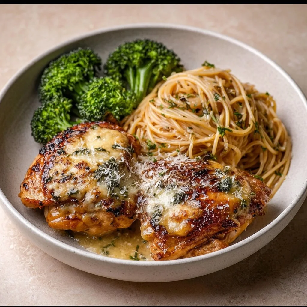Delicious Broccoli Chicken Spaghetti Pasta dish served in a bowl