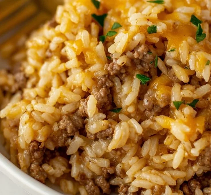 Cheesy Ground Beef and Rice Casserole