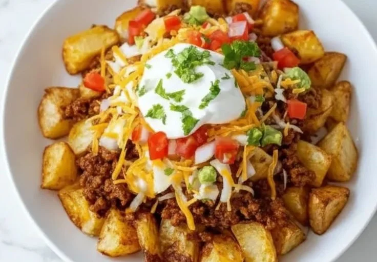 Cheesy Taco Potatoes 4 Cheesy Taco Potatoes