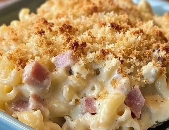 Delicious Chicken Cordon Bleu Casserole served on a plate with garnishes