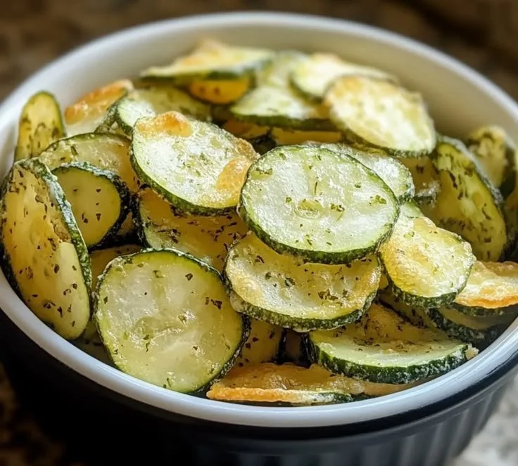 Crunchy Ranch Cucumber Chips in a bowl, a healthy snack idea