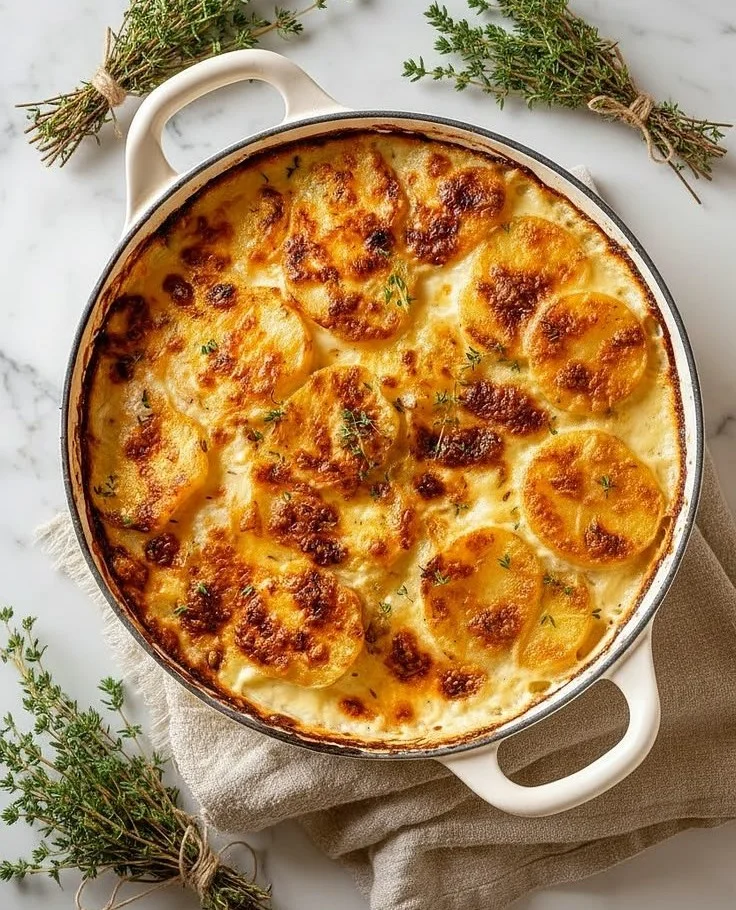 Easy Cast Iron Skillet Scalloped Potatoes