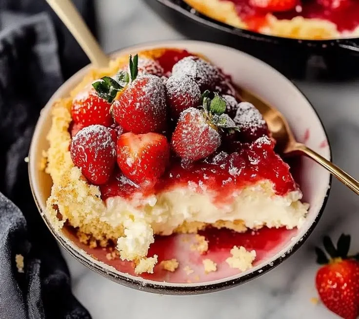 Irresistible Strawberry Cheesecake Dump Cake