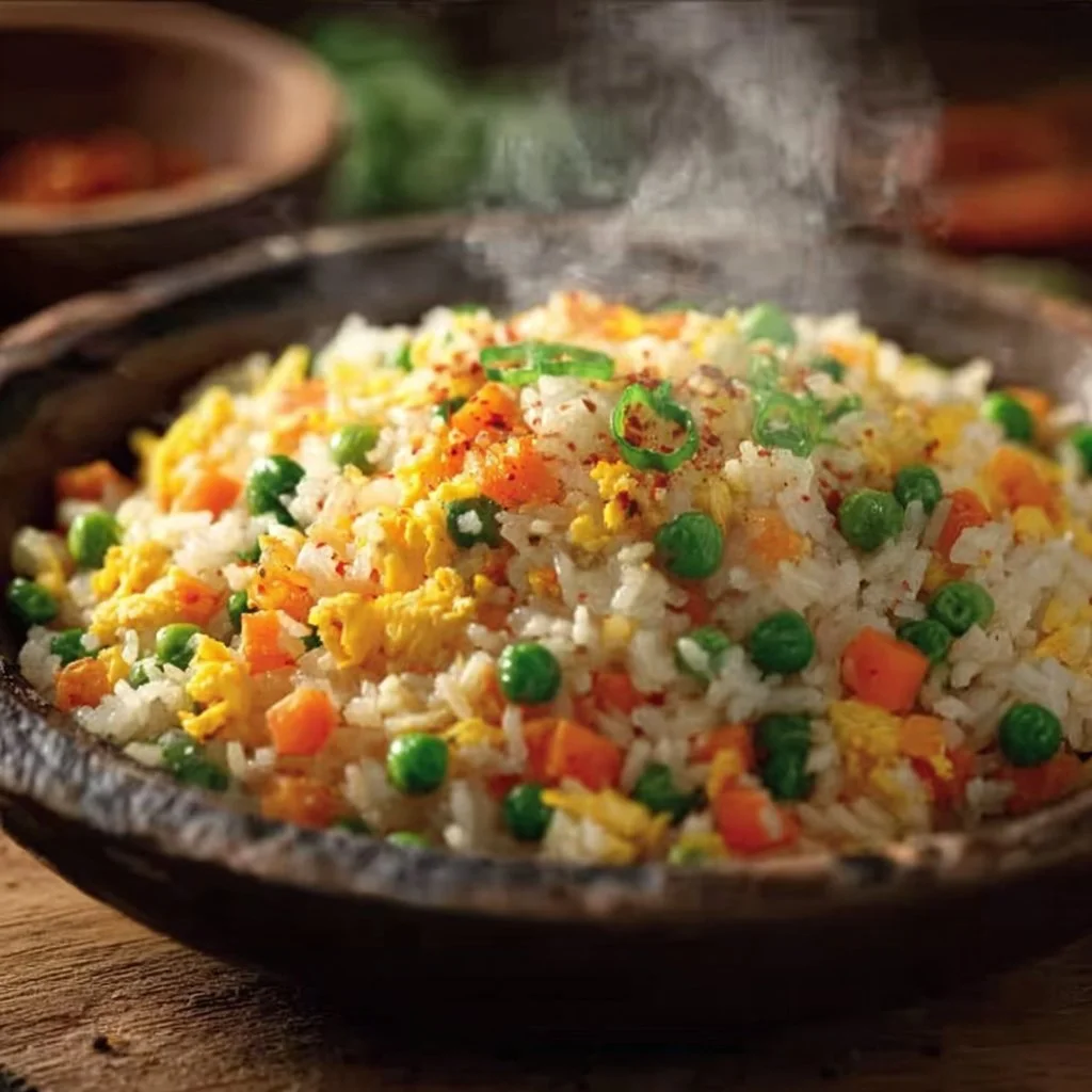 Delicious plate of Freakin' Fantastic Fried Rice with colorful vegetables and proteins