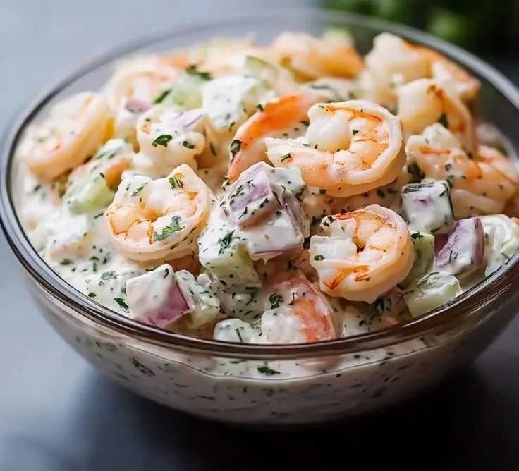 Delicious Fresh New York Deli Shrimp Salad with vibrant ingredients