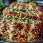 Delicious Garlic Parmesan Meatloaf served with a side of vegetables
