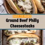 Ground Beef Philly Cheesesteak sandwich with melted cheese and peppers