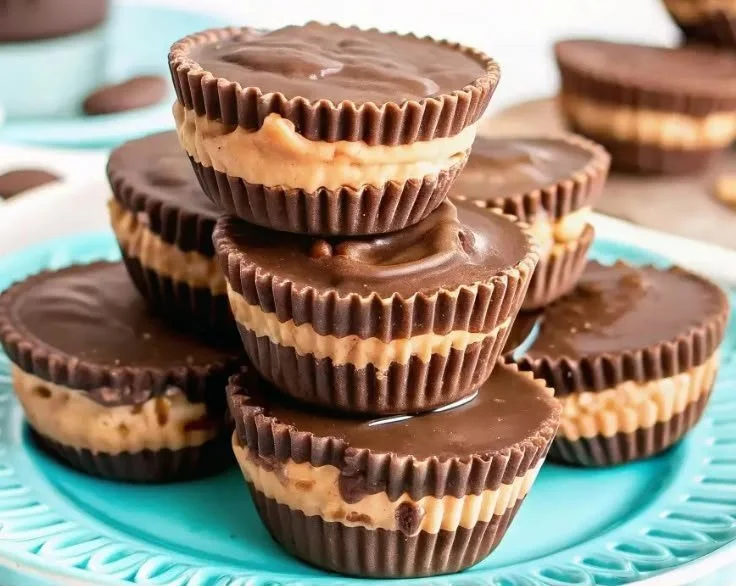 Delicious homemade peanut butter cups on a plate