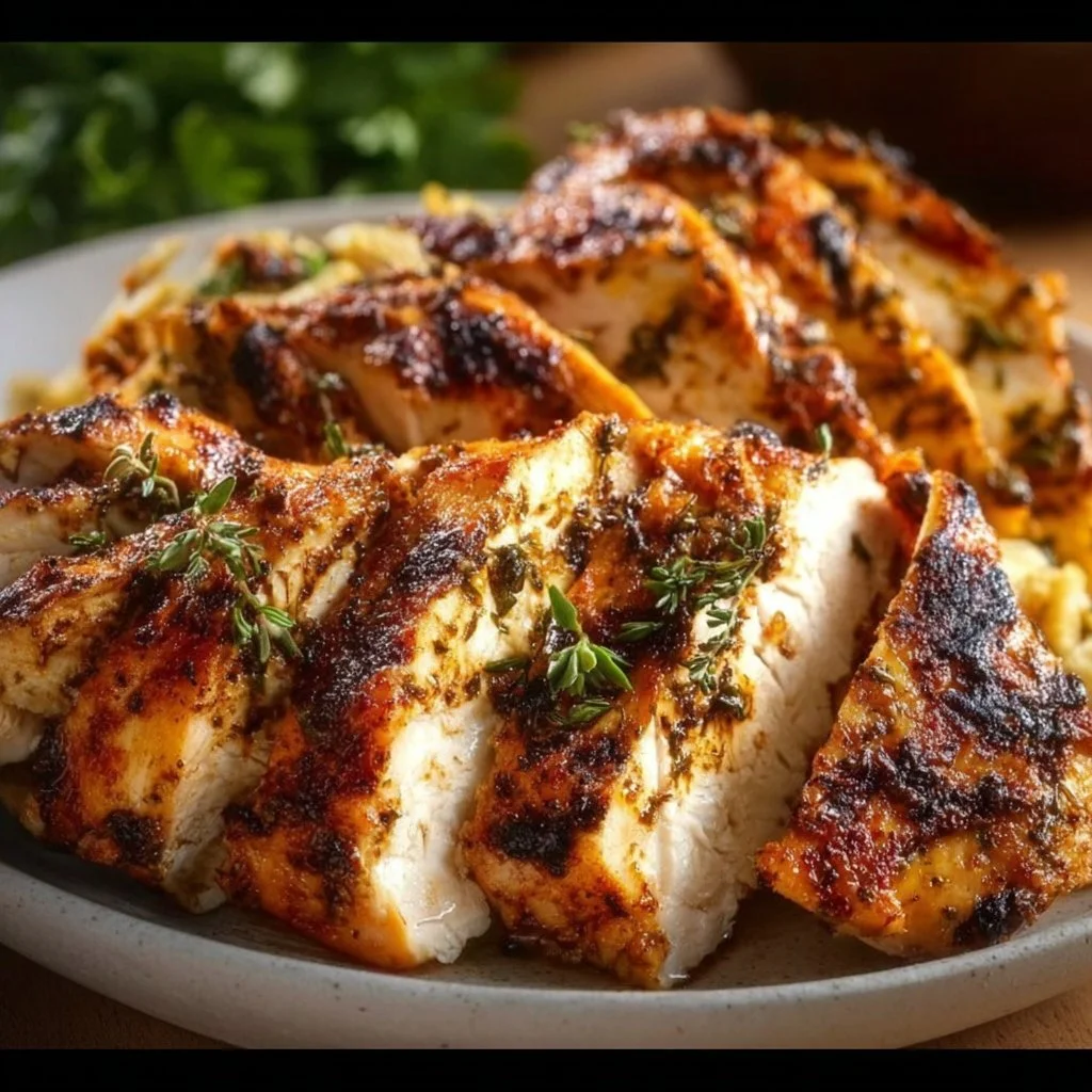 Juicy and simple chicken breast recipe beautifully plated for a delicious meal