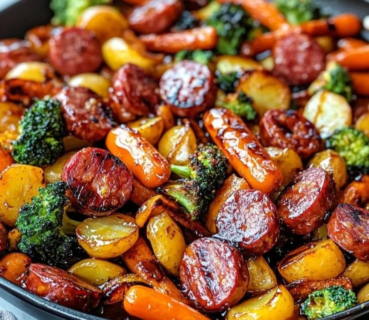One-Pan Honey Garlic Kielbasa & Veggies 4 One-Pan Honey Garlic Kielbasa & Veggies